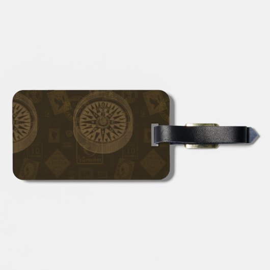 ヴィンテージのスタンプ及びコンパスの荷物のラベル-暗闇 ラゲッジタグ (裏面横)