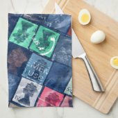 ヴィンテージのスタンプ キッチンタオル (四つ折り)