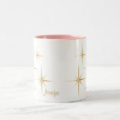 ヴィンテージのスターバストのパーソナライズなコーヒー・マグ ツートーンマグカップ (中央)