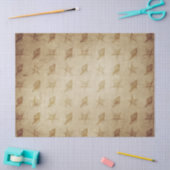 ヴィンテージのスターフィッシュとシェルが茶色のデコページ 薄葉紙 (クラフト)