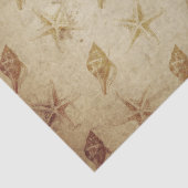 ヴィンテージのスターフィッシュとシェルが茶色のデコページ 薄葉紙 (詳細)