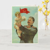 ヴィンテージのスターリンのプロパガンダのプリントが付いている挨拶状 カード (黄色い花)