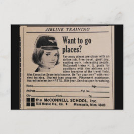 ヴィンテージのスチュワーデスの搭乗員 ポストカード
