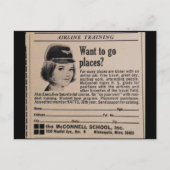 ヴィンテージのスチュワーデスの搭乗員 ポストカード (正面)