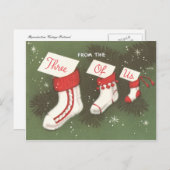 ヴィンテージのストッキング シーズンポストカード (正面/裏面)