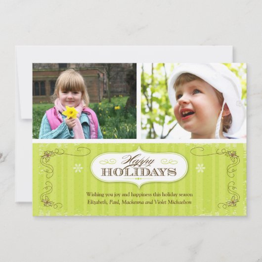 ヴィンテージのストライプな休日カード シーズンカード (正面)