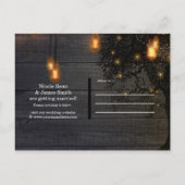 ヴィンテージのストリングライトとツリーの結婚式　Save the Date 案内ポストカード (裏面)