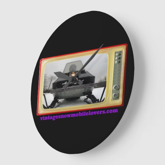 ヴィンテージのスノーモービルの恋人1972の北極猫の時計 ラージ壁時計 (傾斜)