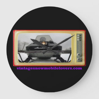ヴィンテージのスノーモービルの恋人1972の北極猫の時計 ラージ壁時計