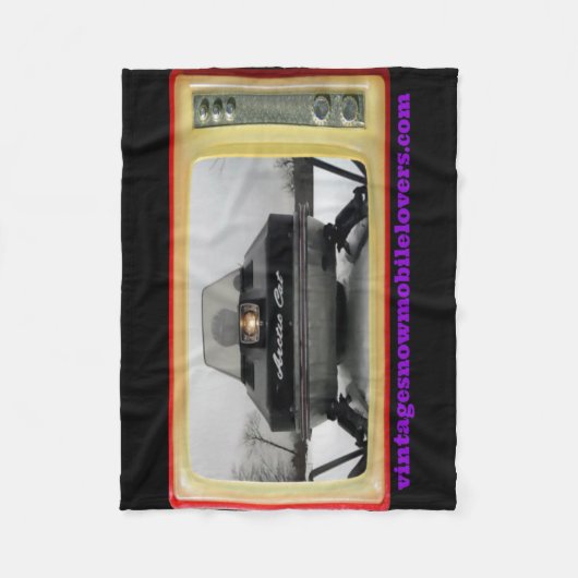 ヴィンテージのスノーモービルの恋人1972の北極猫毛布 フリースブランケット (正面)