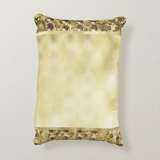 ヴィンテージのスパンコールの金ゴールドの《写真》ぼけ味のテンプレート アクセントクッション (裏面(縦))