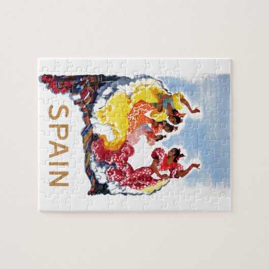 ヴィンテージのスペインのフラメンコのダンサー旅行ポスター ジグソーパズル (横)