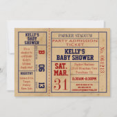 ヴィンテージのスポーツのチケットのベビーシャワーの招待- Bsktball 招待状 (正面)