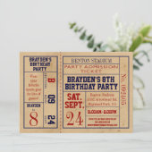 ヴィンテージのスポーツのチケットの誕生日の招待-野球 招待状 (スタンド正面)