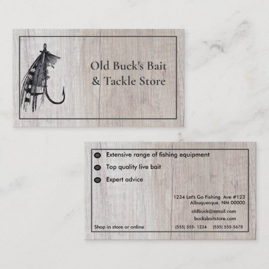 ヴィンテージのスポーツの釣餌のタックルの店 名刺 (正面/裏面)