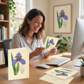 ヴィンテージのスミレ色の花のイラスト カード