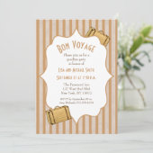 ヴィンテージのスーツケースの餞別のさようならパーティー 招待状 (スタンド正面)