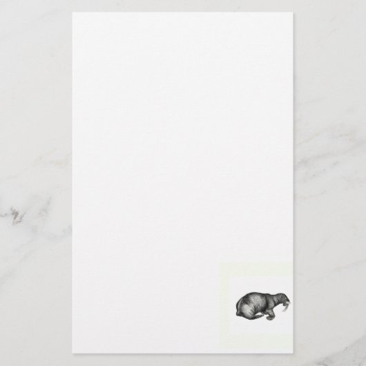 ヴィンテージのセイウチのスケッチのデザインのイメージのスケッチ 便箋 (正面)