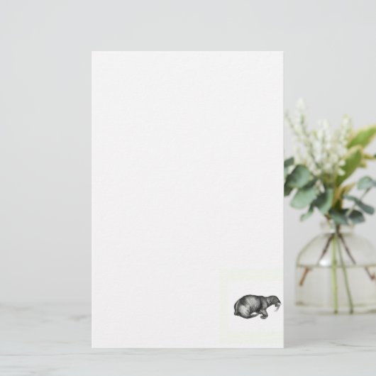 ヴィンテージのセイウチのスケッチのデザインのイメージのスケッチ 便箋 (スタンド正面)