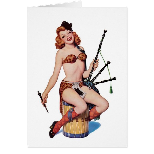 ヴィンテージのセクシーなスコットランド人はカードに挨拶します (正面)
