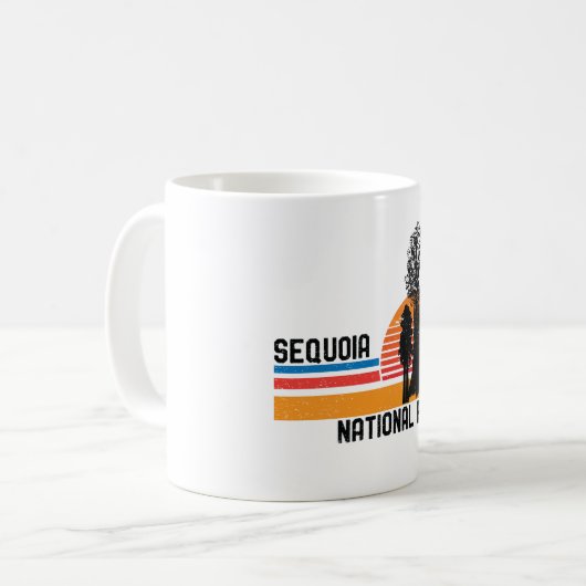 ヴィンテージのセコイア国立公園のレトロのセコイア木 コーヒーマグカップ (正面左)