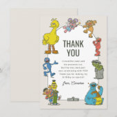 ヴィンテージのセサミストリートキャラクターの誕生日お礼メッセージ サンキューカード (正面/裏面)