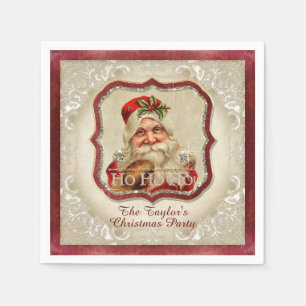 ヴィンテージのセントニコラスのHo Ho Ho写真のクリスマス・パーティ スタンダードカクテルナプキン