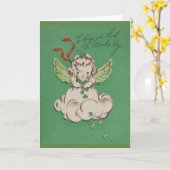 ヴィンテージのセントパトリックの日の天使の運の挨拶状 カード (黄色い花)