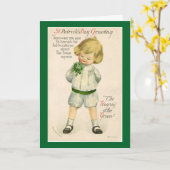 ヴィンテージのセントパトリックの日の子供 カード (黄色い花)