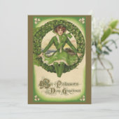 ヴィンテージのセントパトリックデー、イリッシュラスの花輪 招待状 (スタンド正面)