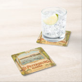 ヴィンテージのセントピーターズバーグ フロリダ 太陽の街 スクエアペーパーコースター (インサイチュ)