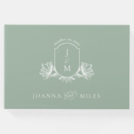 ヴィンテージのセージのモノグラムクレスト ゲストブック