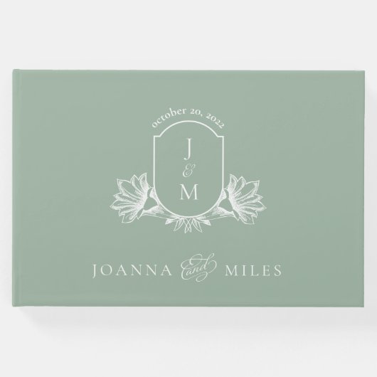 ヴィンテージのセージのモノグラムクレスト ゲストブック (正面)