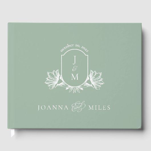 ヴィンテージのセージのモノグラムクレスト ゲストブック (正面)