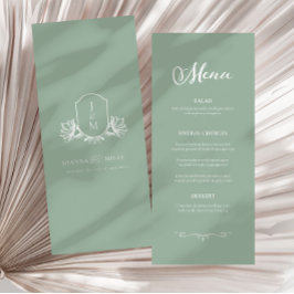 ヴィンテージのセージのモノグラム結婚クレストのメニュー