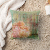 ヴィンテージのセージグリーンのクッションは要素をcollaged クッション (ブランケット)