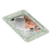 ヴィンテージのセージグリーン 写真1枚 性別問わず 誕生のお知らせ マグネット (右側)