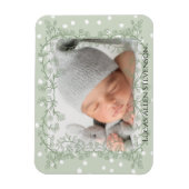 ヴィンテージのセージグリーン 写真1枚 性別問わず 誕生のお知らせ マグネット (縦)