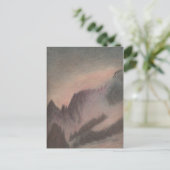 ヴィンテージのソフトパステルによる嵐の山岳風景画 ポストカード (スタンド正面)