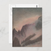 ヴィンテージのソフトパステルによる嵐の山岳風景画 ポストカード (正面/裏面)
