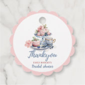 ヴィンテージのソフトピンクの花の ブライダルティーパーティー フェイバータグ (裏面)