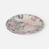 ヴィンテージのタイプエラーの黒のピンクの花のパリエッフェル塔 ペーパープレート (アングル)