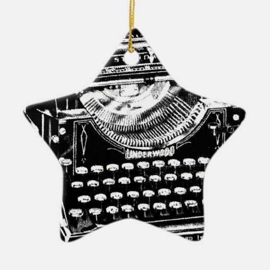 ヴィンテージのタイプライターのイラストレーション セラミックオーナメント (正面)