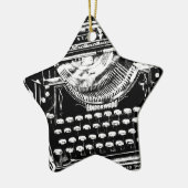 ヴィンテージのタイプライターのイラストレーション セラミックオーナメント (左)