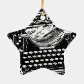 ヴィンテージのタイプライターのイラストレーション セラミックオーナメント (裏面)