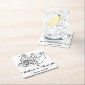 ヴィンテージのタイプライターのカスタムな結婚式 スクエアペーパーコースター (インサイチュ)