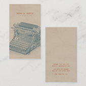 ヴィンテージのタイプライターのカッコいいの青いレトロのモダンなシンプル 名刺 (正面/裏面)