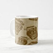 ヴィンテージのタイプライターのコラージュ コーヒーマグカップ (正面左)