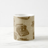 ヴィンテージのタイプライターのコラージュ コーヒーマグカップ (中央)