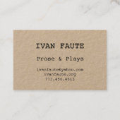 ヴィンテージのタイプライターの名刺 名刺 (裏面)